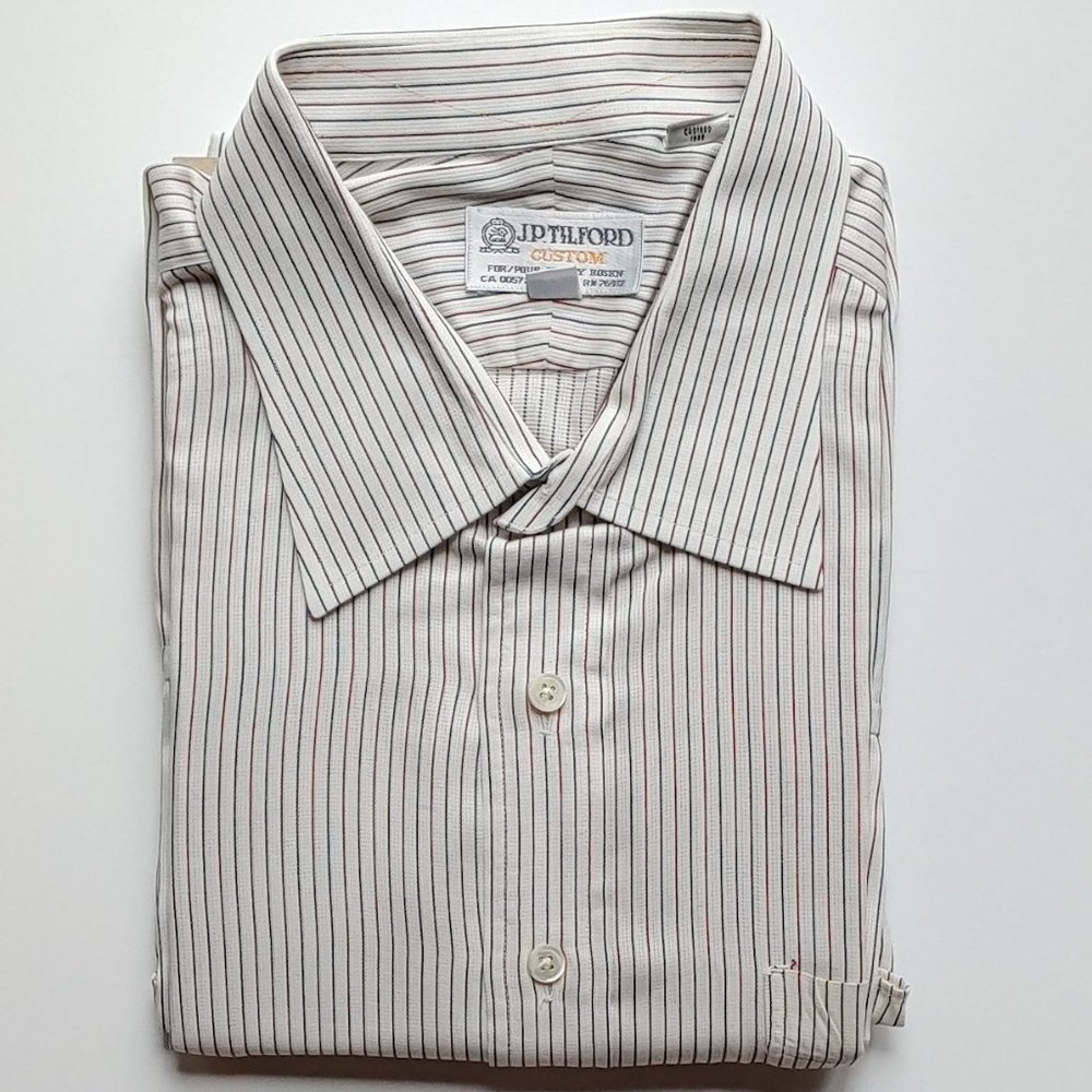 J P Tilford Men's Dress Shirt Red, White, Blue Size 17.5 - 35